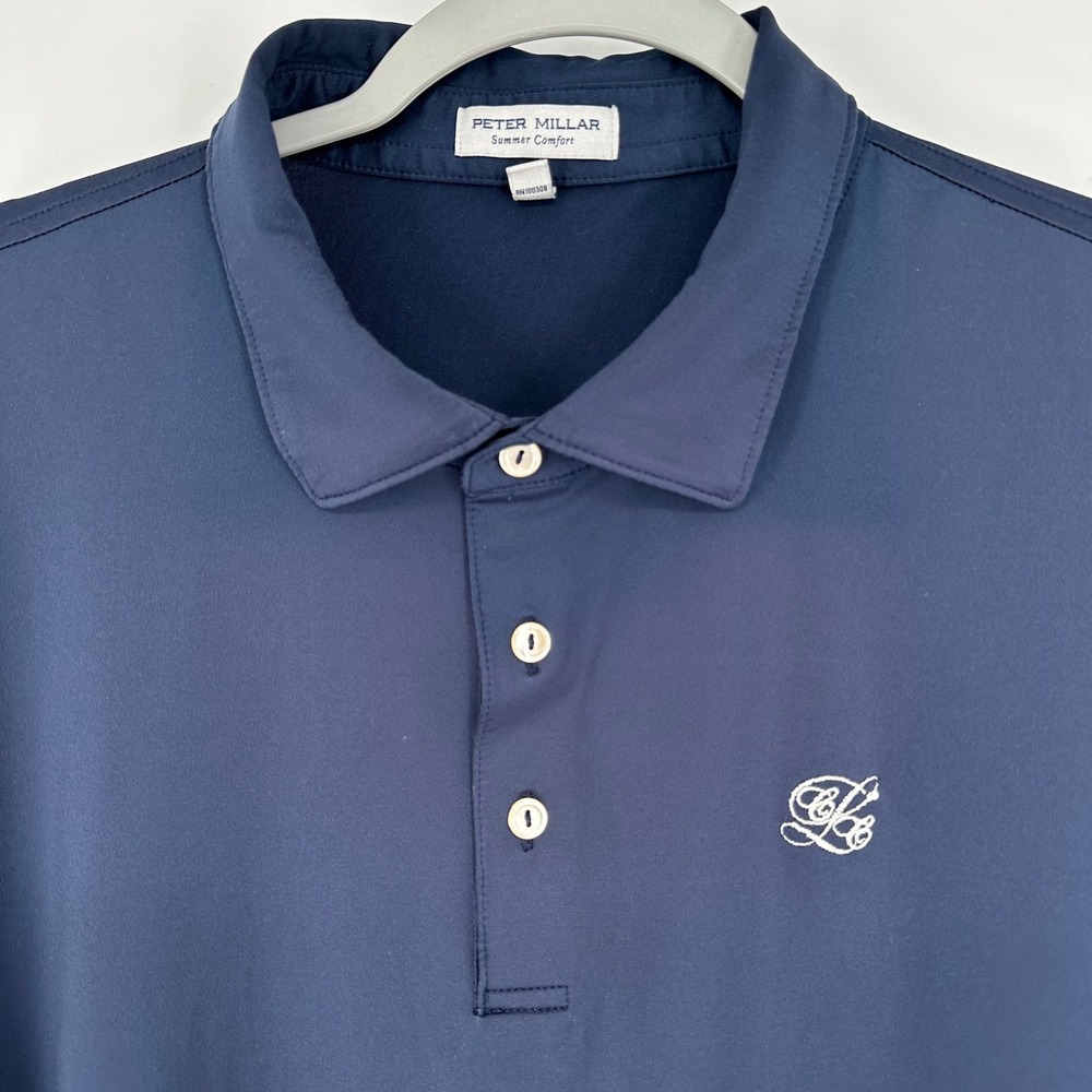 Peter Millar Summer Comfort Polo Shirt Mens XL Oklahoma Blue Shortโ Sleeve Golf